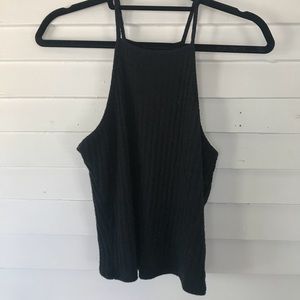A&F BLACK RIBBED CROPPED TANK